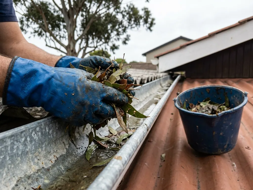 Pre-winter gutter cleaning and repair on a Durbanville home before Cape rain season